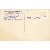 Postcard Hamilton Hotel, Hagerstown, Md. Vintage Linen Unposted 1930-1950