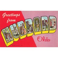 Postcard Greetings From Hubbard, Ohio Vintage Linen Unposted 1930-1950