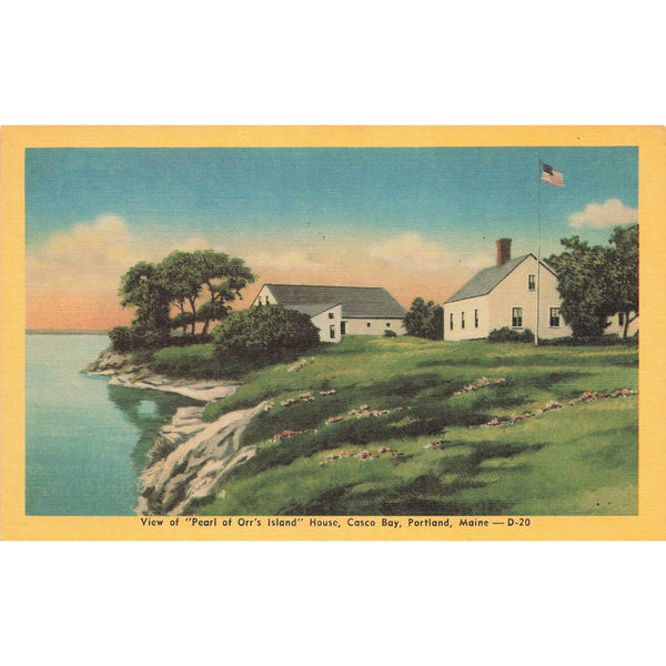 Postcard Pearl of Orr's Island House, Casco Bay, Portland, Maine Linen Unposted 1930-1950