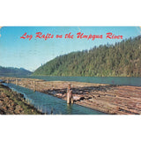 Postcard Log Rafts On the Umpqua River Vintage Chrome Posted 1939-1970s