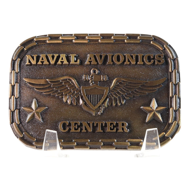 Naval Avionics Center Belt Buckle Brass Buckle 1981 Indiana Metal Craft