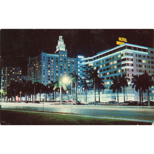Postcard Biscayne Boulevard, Miami, Florida Vintage Chrome Posted 1950s