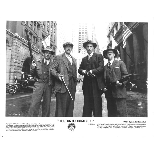Photograph Nicolas Cage In The Untouchables Sean Connery, Kevin Costner 1987, Vintage 8x10 Black & White Promotional Photo