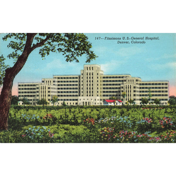 Postcard Fitzsimons U.S. General Hospital, Denver Colorado 147 Chrome Unposted
