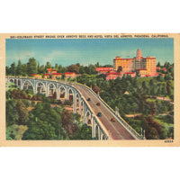 Postcard 301 Colorado Street Bridge Over Arroyo Seco and Hotel Vista Del arroyo Posted 1950