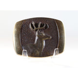 Vintage Belt Buckle Deer Buck Head Solid Bronze Buckle 1978