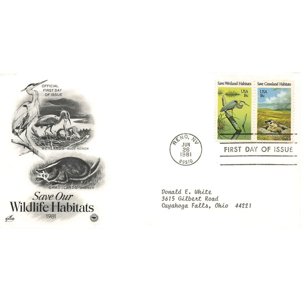 First Day Cover Save Our Habitats Wetllands and Greenlands 1981 Reno Nevada