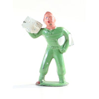 Barclay Lead Figure, Vintage Boy Selling Newspapers 1950s 1.75" Tall Original Paint, Lead Cast Toy, Hand Painted