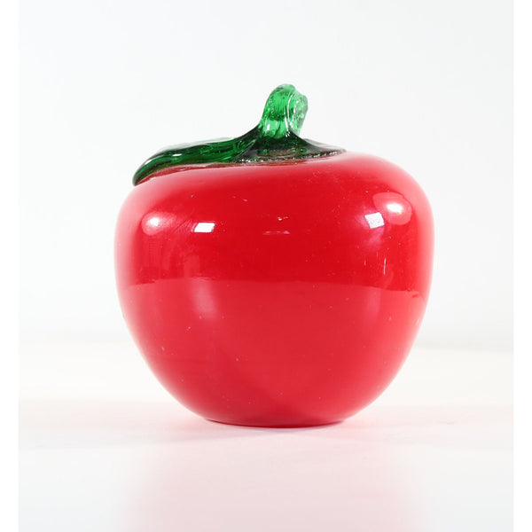 Vintage Hand Blown Apple Or Tomato 3” Vegetable Figurine 1970s Studio Art Glass Decor