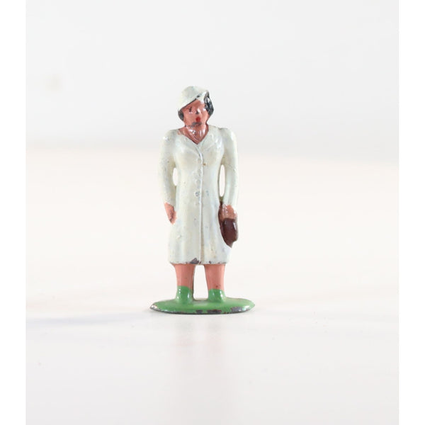 Barclay Manoil Woman in a White Dress Lead Figure 1950s Vintage Lead Toy 1.75" Tall