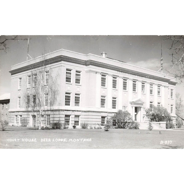 Postcard Court House, Deer Lodge, Montana B-837 Vintage RPPC Unposted