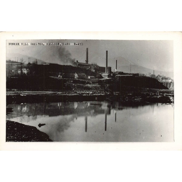 Postcard Bunker Hill Smelter, Kellogg, Idaho B-491 Vintage RPPC Unposted