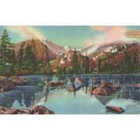 Postcard Bear Lake and Glacier Gorge Rocky Mountain National Park Colo Vintage Linen Unposted 1930-1950