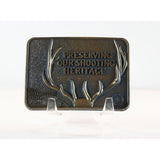 Whittington Center DEER Belt Buckle Preserving Our Shooting Heritage NRA Belt Buckle Solid Brass 1990s Vintage USA Made