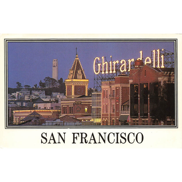 Postcard Ghirardelli and Coit Tower in San Francisco Chrome Unposted 1939-1970s