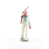 Britain's Lead Figure, Vintage Sailor Carrying Rifle 1950s, 2" Tall, Original Paint, Lead Cast Toy, Hand Painted