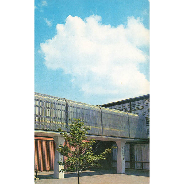Postcard Bridge of Pyrex Glass at Steuben Glass Factory Museum Vintage Chrome Unposted 1939-1970s