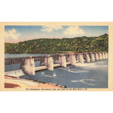 Postcard The Montgomery Government Lock and Dam, Ohio River Linen Unposted 1930-1950