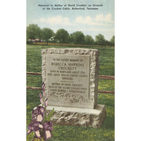 Postcard Memorial to Mother of David Crockett, Rutherford, Tennessee Linen Unposted 1930-1950