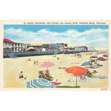 Postcard Beach, Boardwalk and Cottage Line Looking North Rehoboth Beach Delaware Vintage Linen Unposted 1930-1950