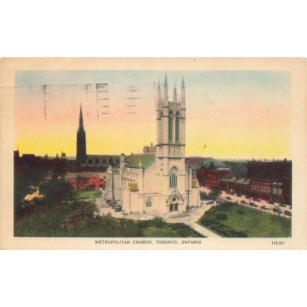 Postcard Metropolitan Church, Toronto, Ontario White Border Posted 1917-1929