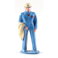 Vintage Barclay Manoil Type Lead Figure Man in Hat and Suit 1950s .75" Tall, Lead Cast Toy, Hand Painted, Vintage Toy