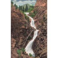 Postcard Famous Seven Falls, South Cheyenne Canyon, Colorado Springs, CO Linen Unposted 1930-1950