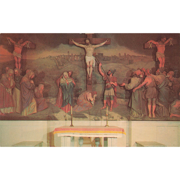 Postcard Franciscan Monastery Altar of Calvary Chrome Unposted 1939-1970s