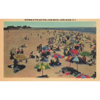 Postcard Bathing In the East End, Long Beach, Long Island, N.Y. Linen Unposted 1930-1950