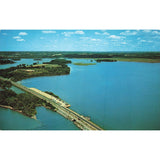 Postcard Aerial View of Spillway At Pymatuning Lake Chrome Unposted 1939-1970s