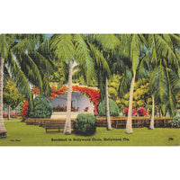 Postcard Bandshell In Hollywood Circle Hollywood Fla Vintage Linen Posted 1947