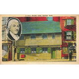 Postcard 2: -  Paul Revere Home, Boston, Mass. Vintage Linen Unposted 1930-1950
