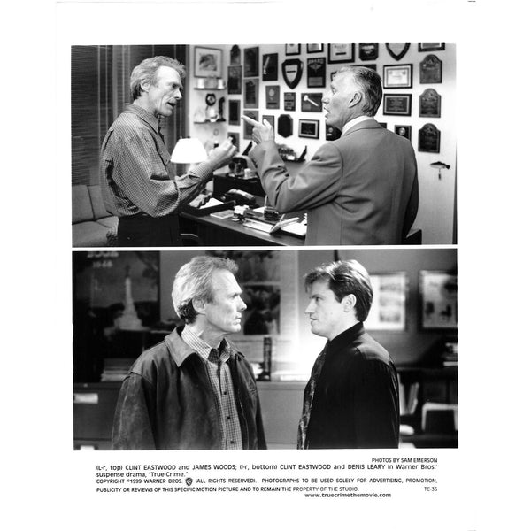 Photograph Clint Eastwood & James Woods True Crime 1999, Vintage 8x10 Black & White Promotional Photo, Star Photograph, Hollywood Décor