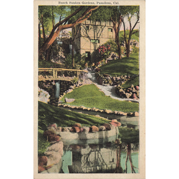 Postcard Busch Sunken Gardens, Pasadena, Cal. White Border Unposted 1917-1929