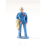 Vintage Barclay Manoil Type Lead Figure Man in Hat and Suit 1950s .75" Tall, Lead Cast Toy, Hand Painted, Vintage Toy