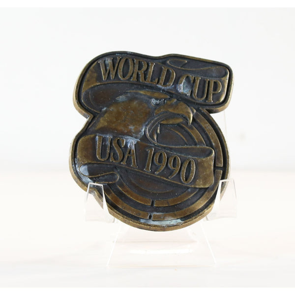 1990 USA World Cup Belt Buckle Brass Buckle Vintage USA Made