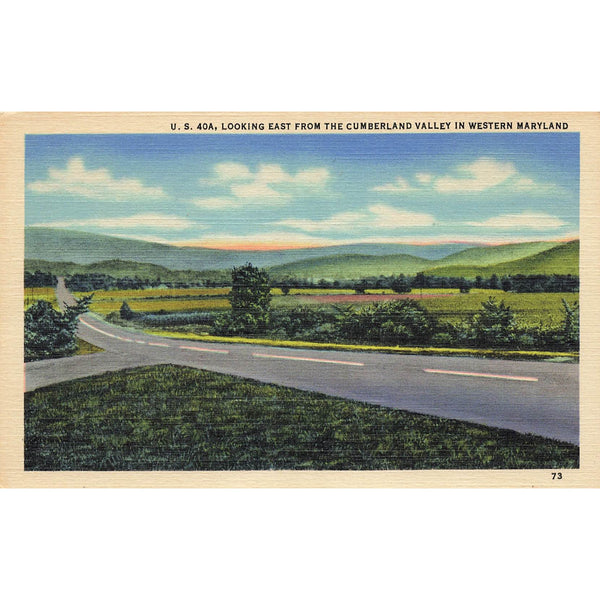 Postcard U.S. 40A, Looking East From the Cumberland Valley in Western Maryland Linen Unposted 1930-1950
