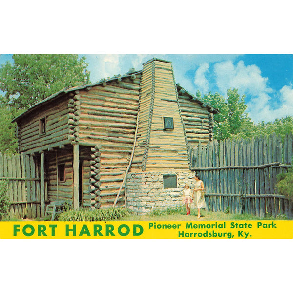 Postcard Fort Harrod Pioneer Memorial State Park, Harrodsburg, Ky. Chrome
