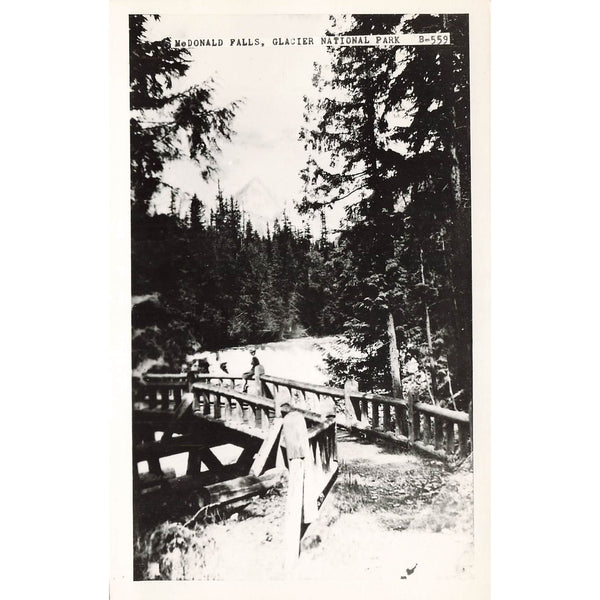 Postcard Mcdonald Falls, Glacier National Park B-556 Vintage RPPC Unposted