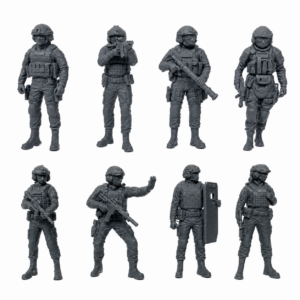 28mm SWAT Figures – 8 Piece Unpainted Resin Set with Separate Bases