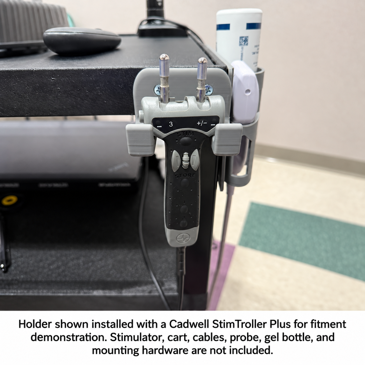 Cadwell StimTroller Plus Holder – 3D Printed Wall or Cart Mount – Gray PETG - Image 9