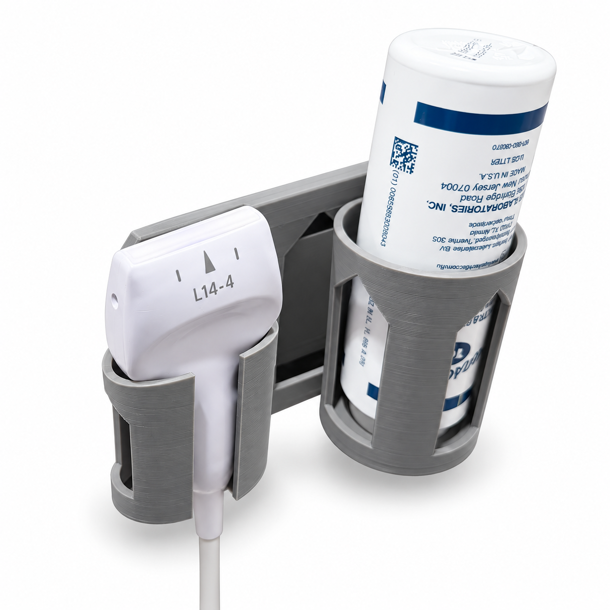 L14-4 Ultrasound Probe & Gel Bottle Holder – Gray PETG - Image 3