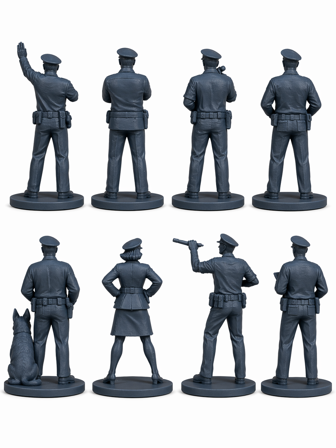Police Series 1 – 42mm Unpainted Resin Figures – 8-Piece Set - Image 2
