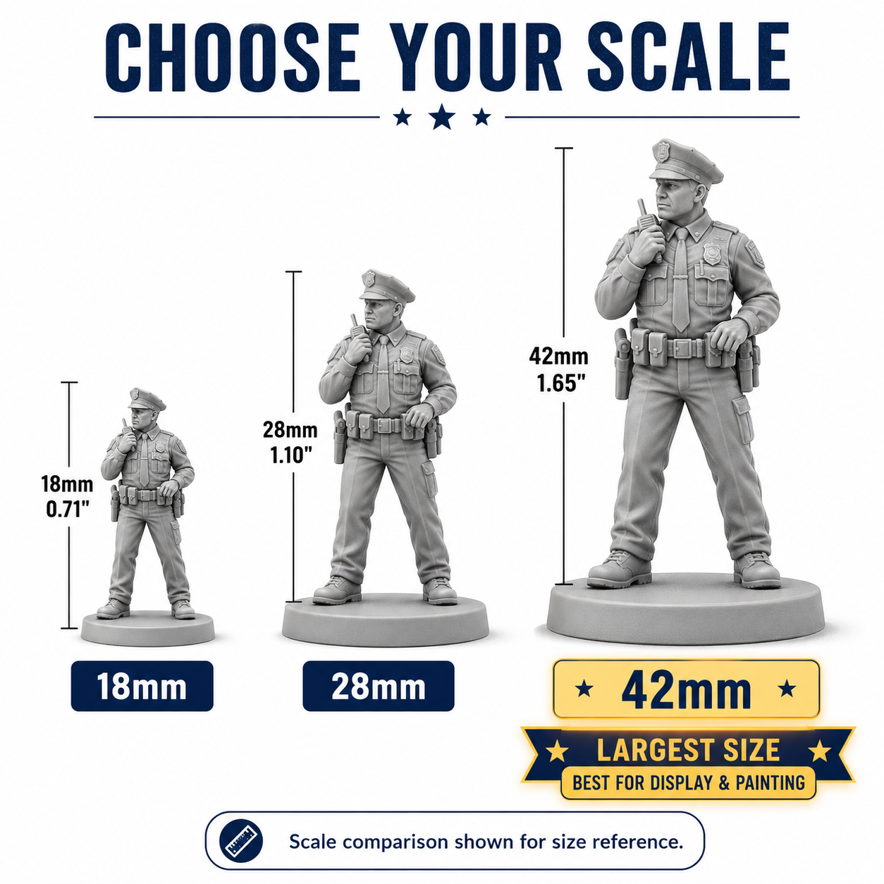 Police Series 1 – 42mm Unpainted Resin Figures – 8-Piece Set - Image 3