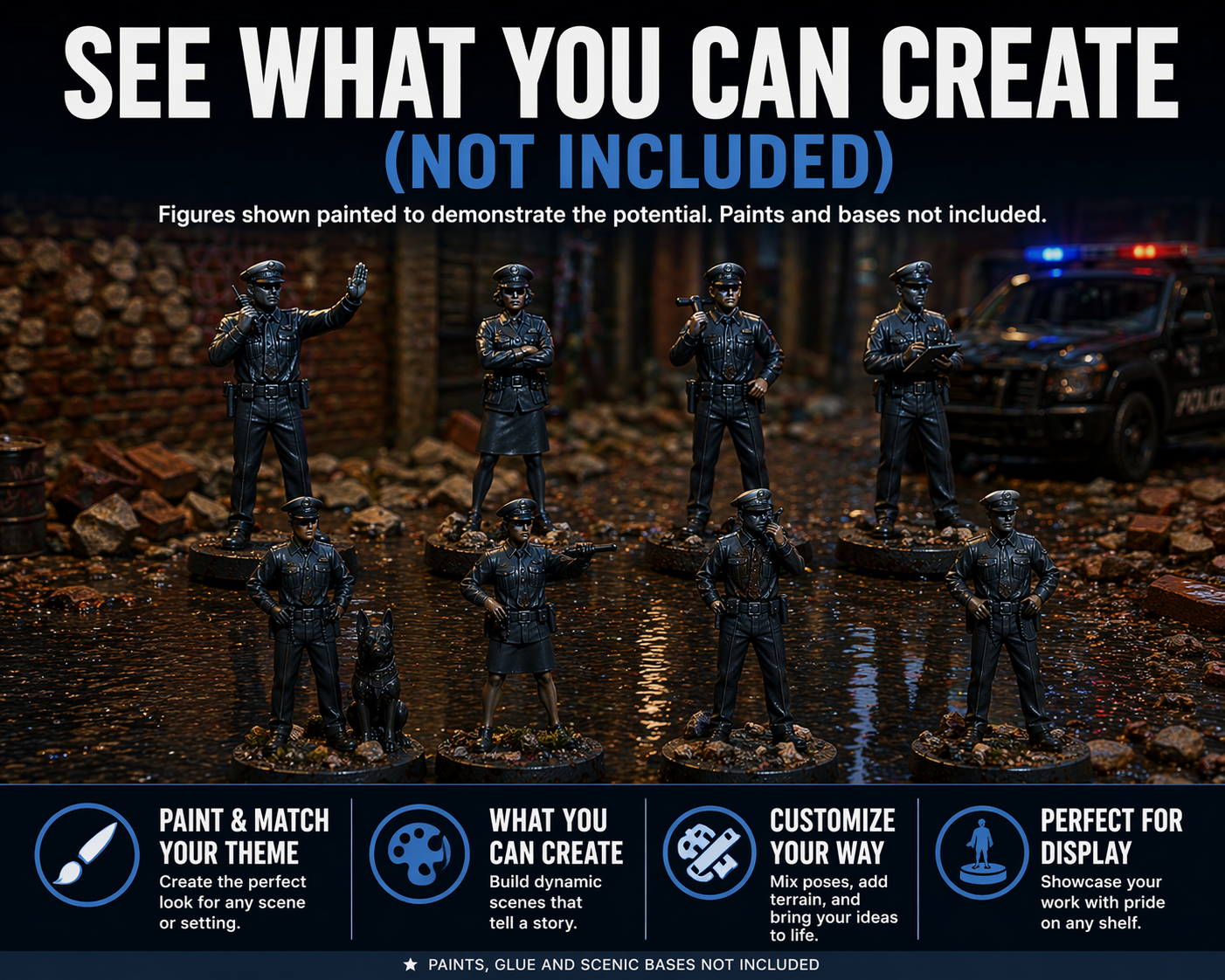 Police Series 1 – 42mm Unpainted Resin Figures – 8-Piece Set - Image 5