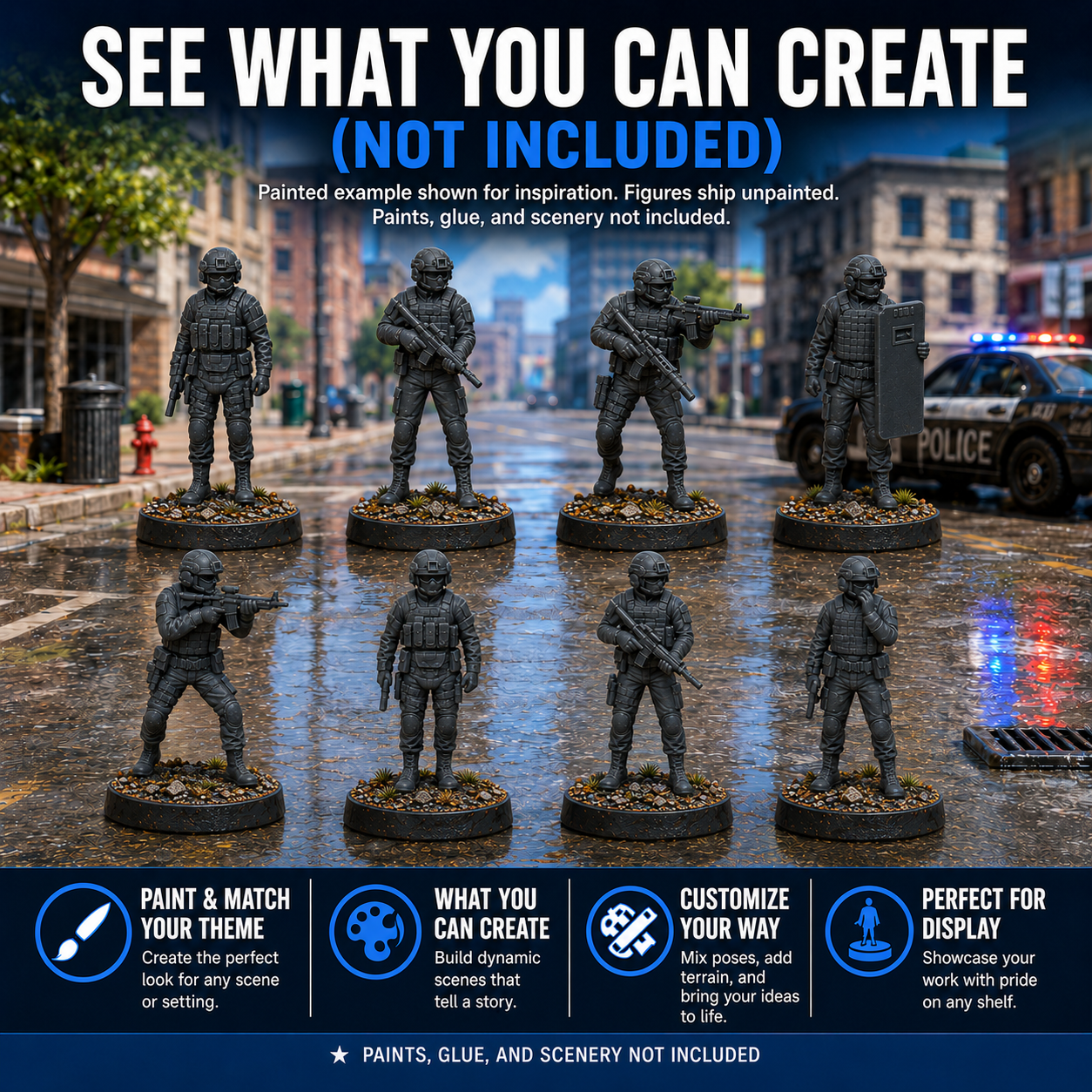 SWAT Series 1 – 42mm Unpainted Resin Figures – 8-Piece Set - Image 6