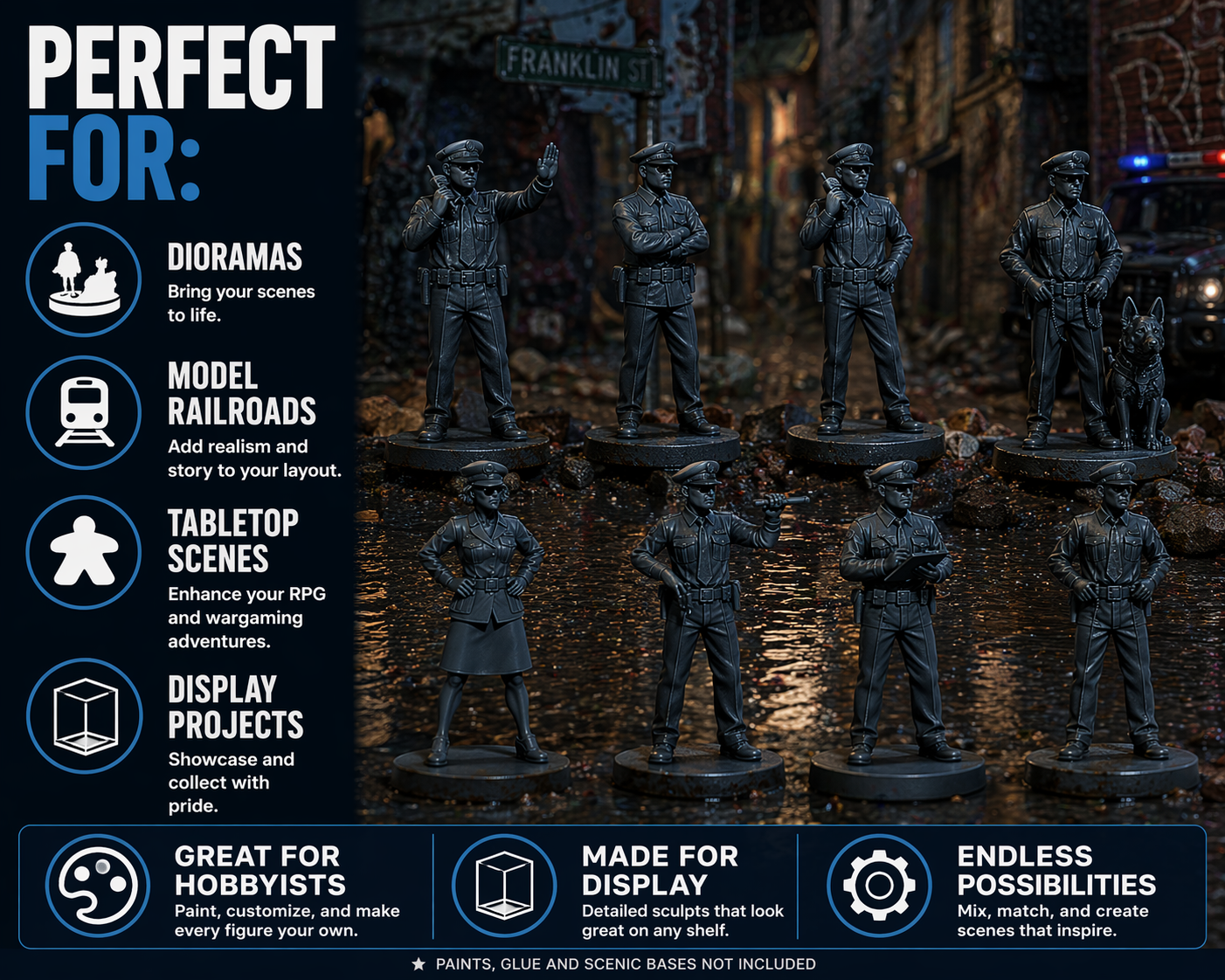 Police Series 1 – 42mm Unpainted Resin Figures – 8-Piece Set - Image 6