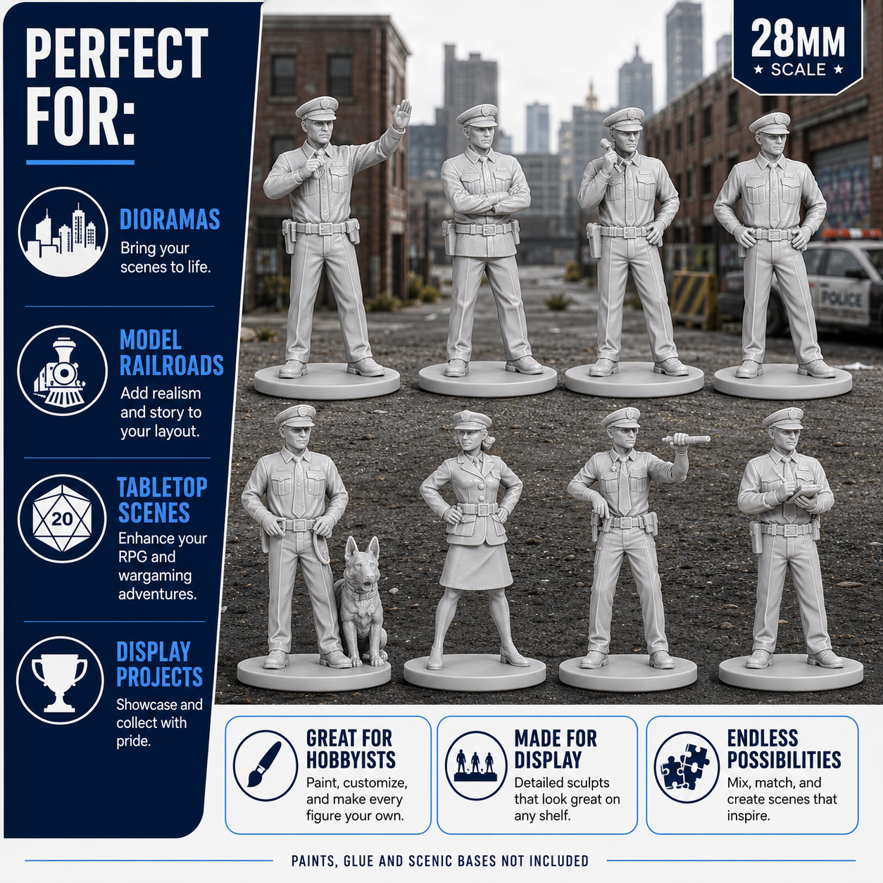 Police Series 1 – 28mm Unpainted Resin Figures – 8-Piece Set - Image 8