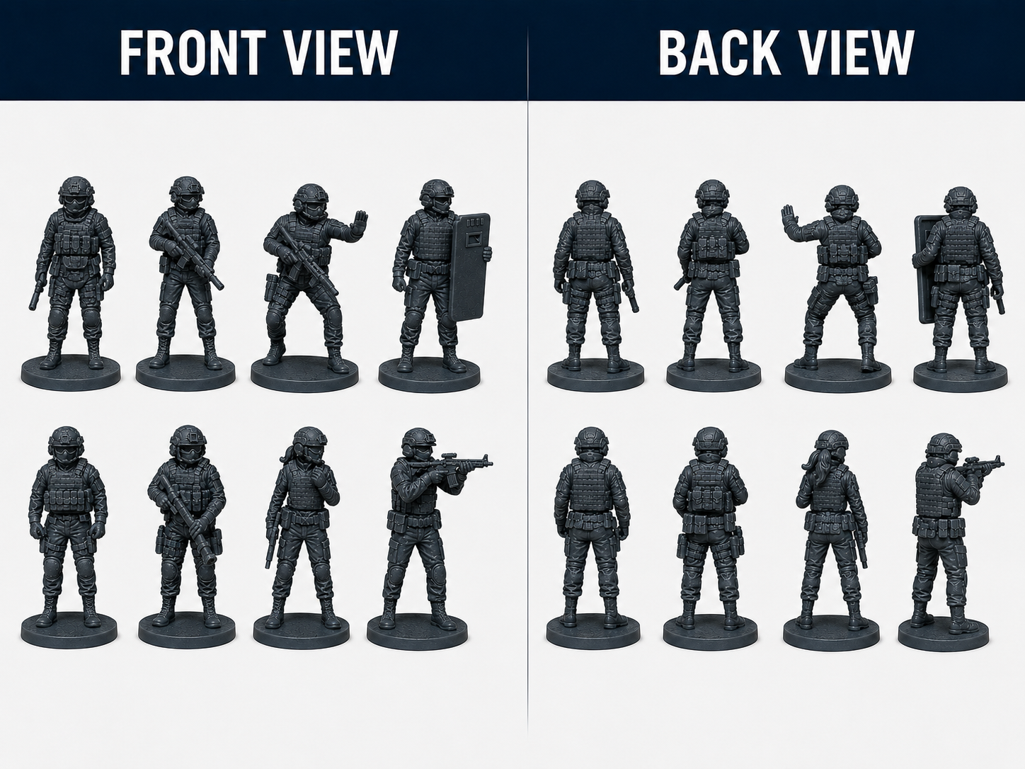 SWAT Series 1 – 42mm Unpainted Resin Figures – 8-Piece Set - Image 8