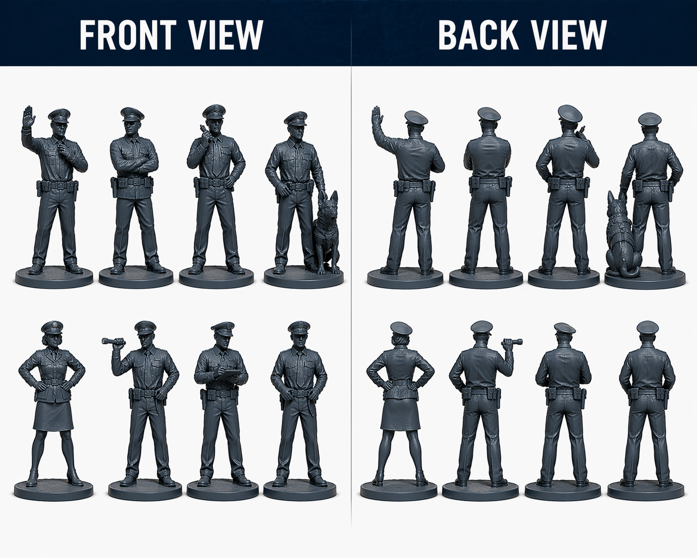 Police Series 1 – 28mm Unpainted Resin Figures – 8-Piece Set - Image 7